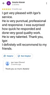 Google review from a client of Igor Isaev, screenshot 4