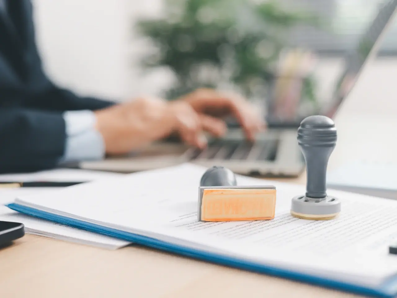 Notary seal and documents prepared for authentication or apostille.