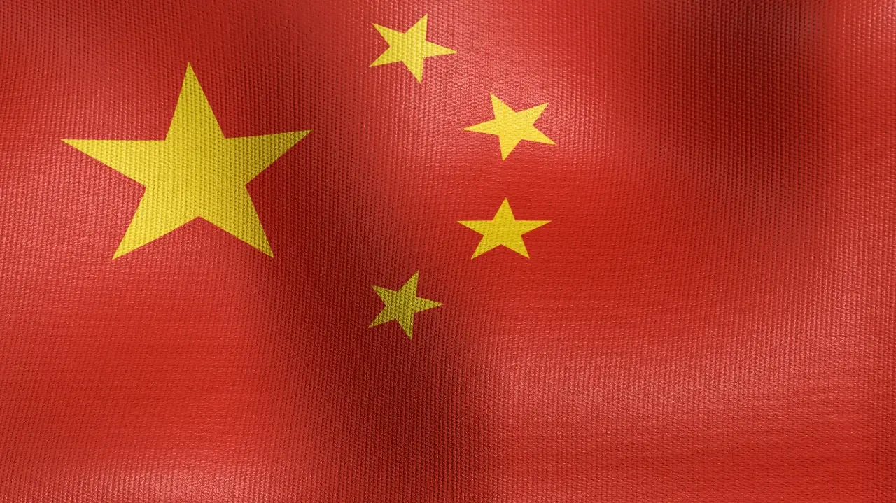 Waving national flag of China