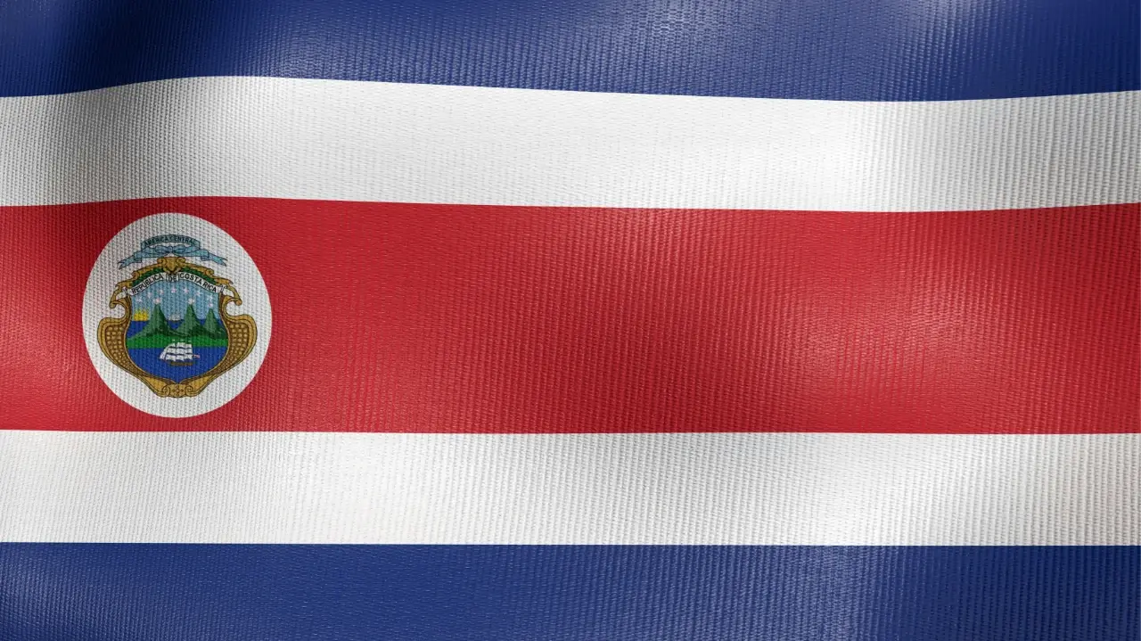 Waving national flag of Costa Rica