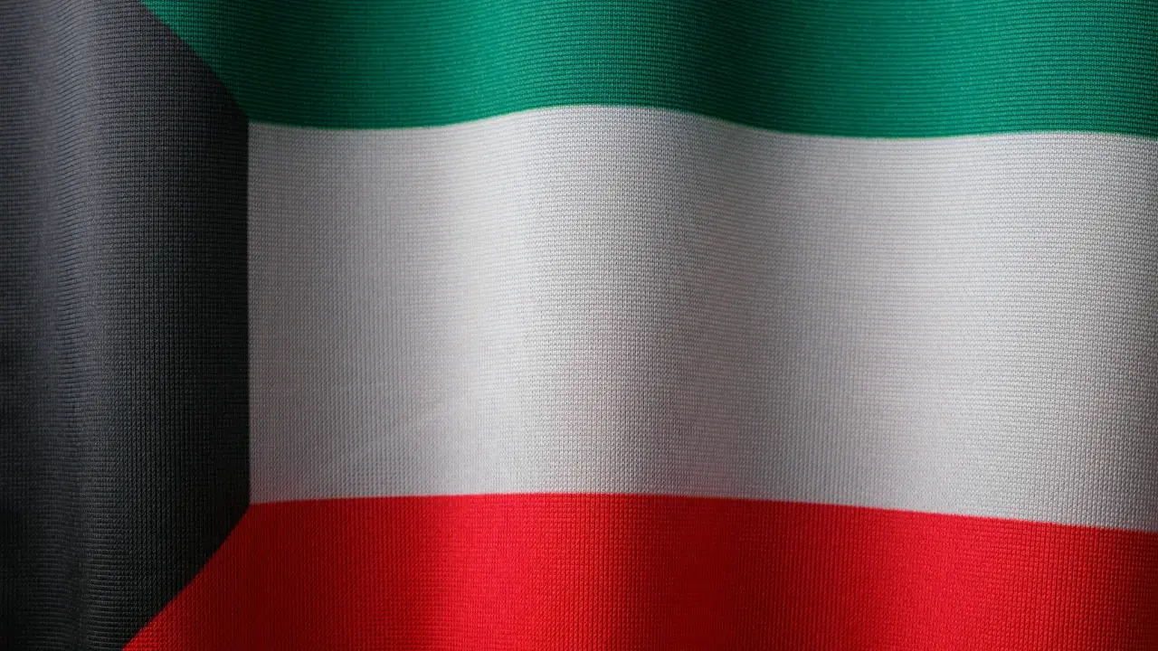 Waving national flag of Kuwait