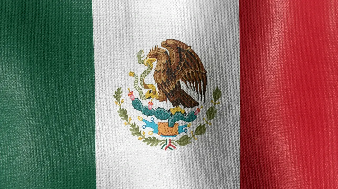 Waving national flag of Mexico