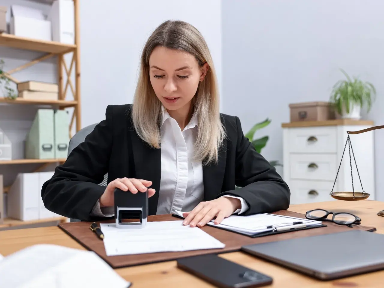 An expert stamps documents before obtaining a Global Affairs Canada apostille.