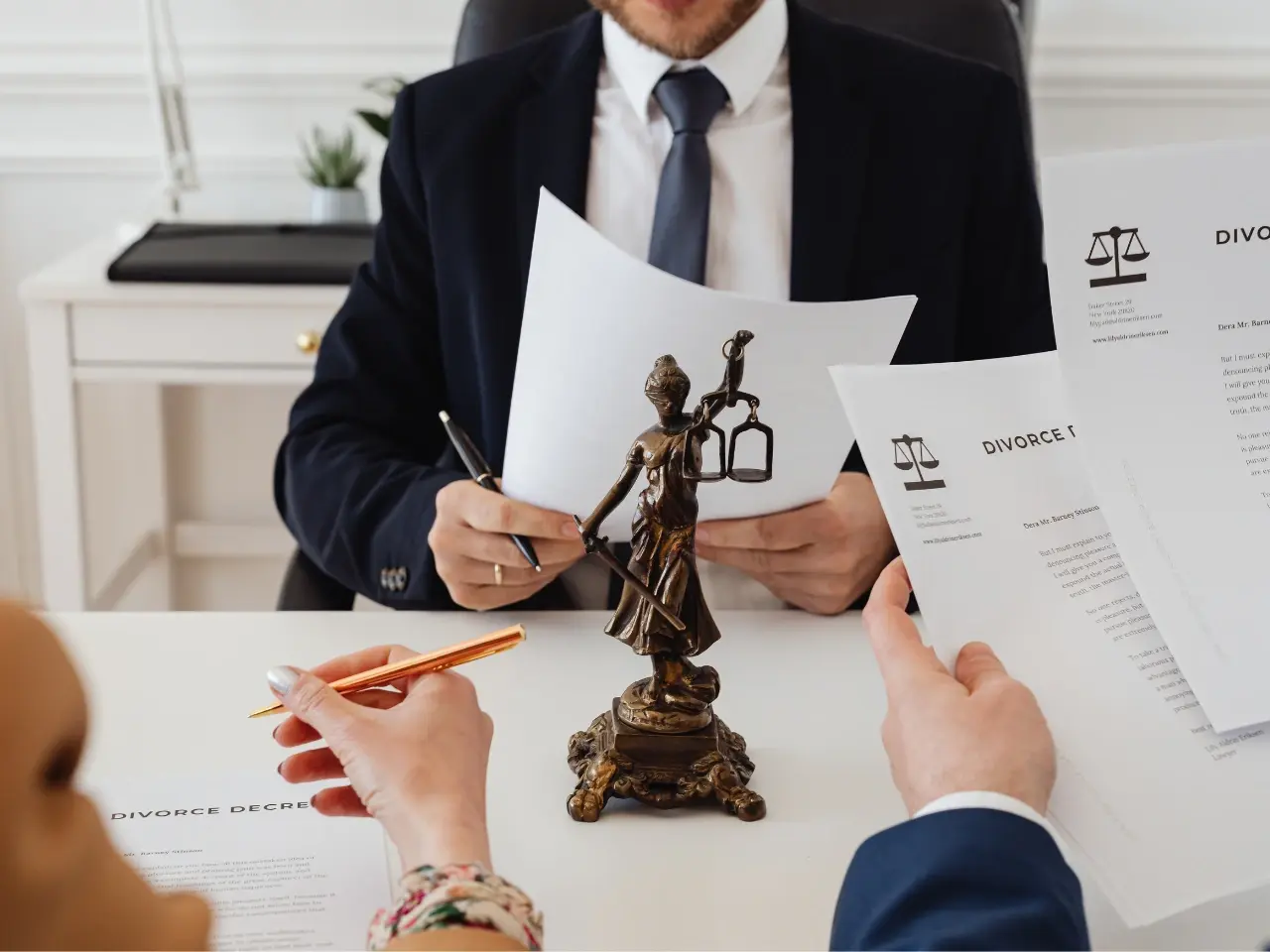 Legal documents related to divorce proceedings and court requirements.