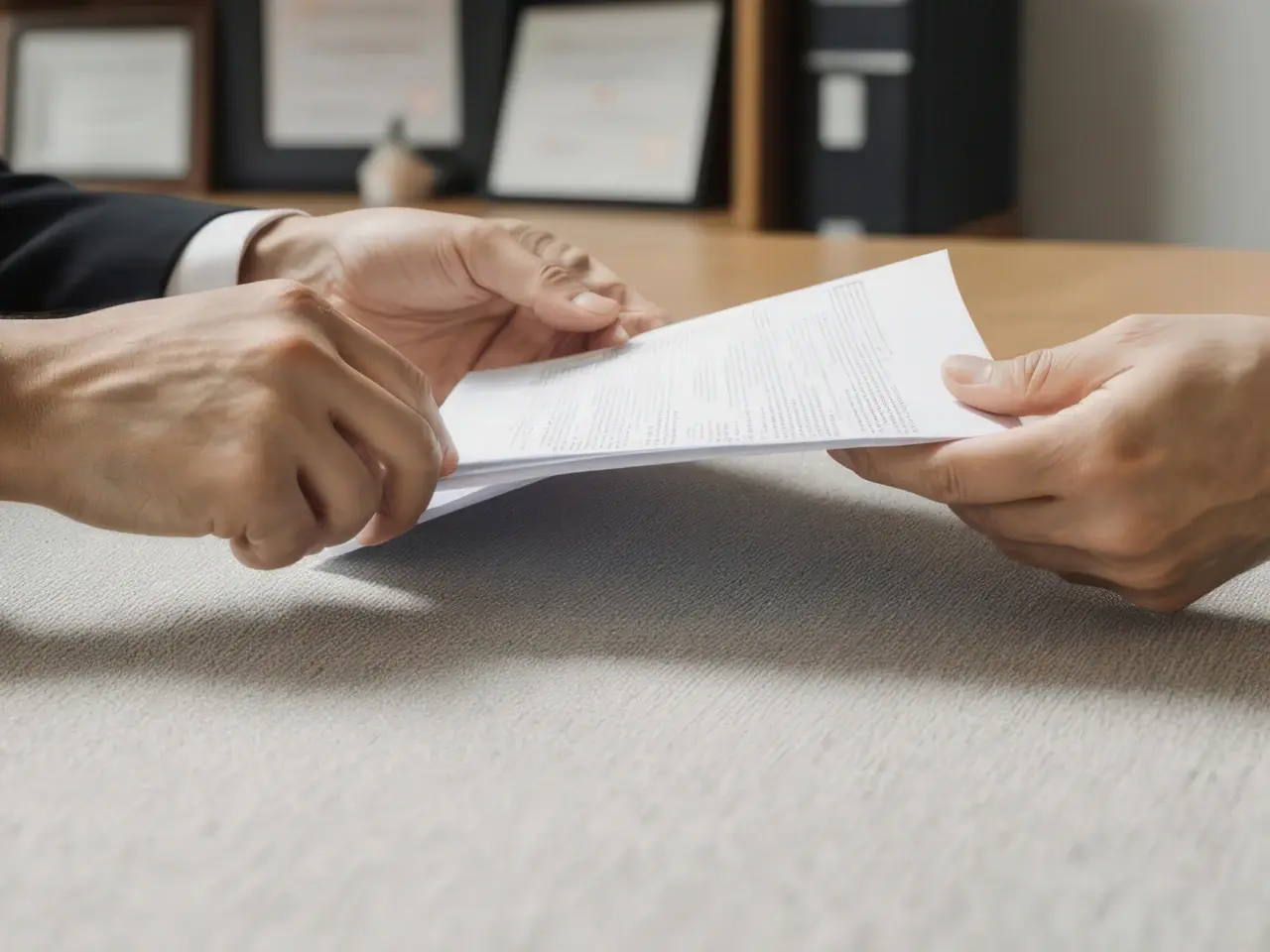 Hands exchanging an authenticated Canadian marriage certificate.