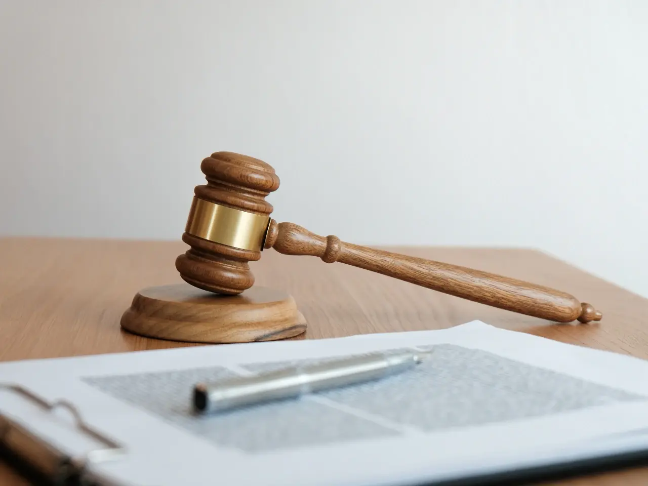 A wooden gavel next to a legal agreement, highlighting the authority and legal recognition of certified documents.