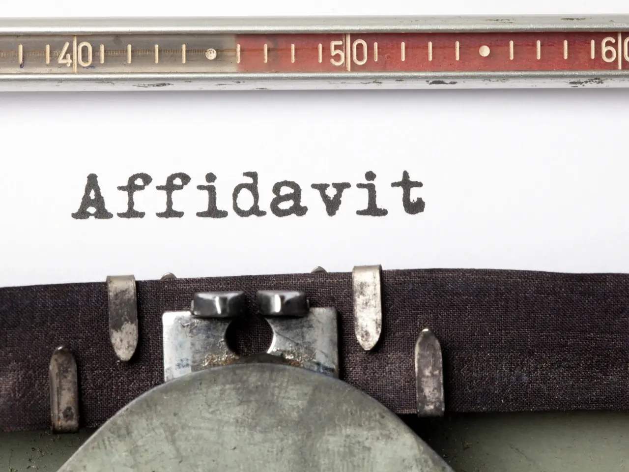 The word “Affidavit” typed on a sheet of paper in a typewriter, representing sworn statements often required in official document translation.