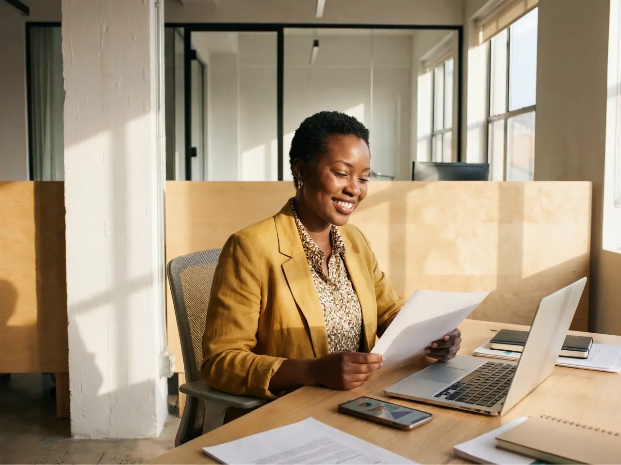 Person reviewing documents for apostille or authentication in the office.