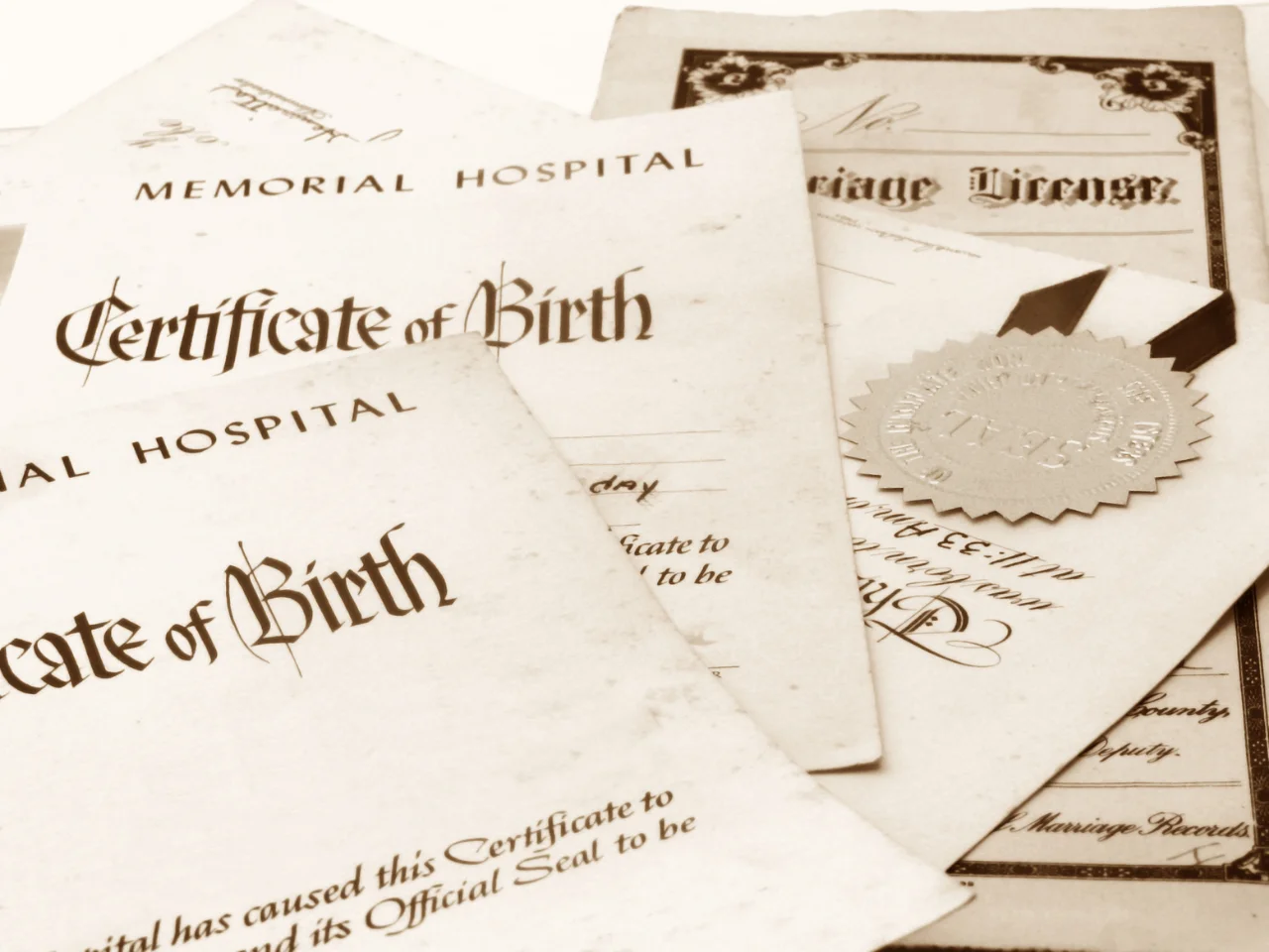 Birth certificate and marriage documents for a child’s Canadian citizenship.