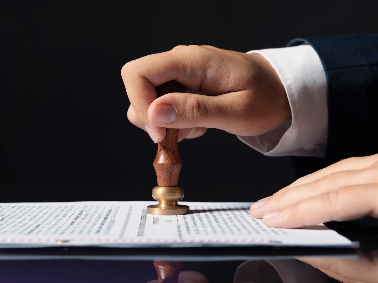 Official document being stamped for use abroad.