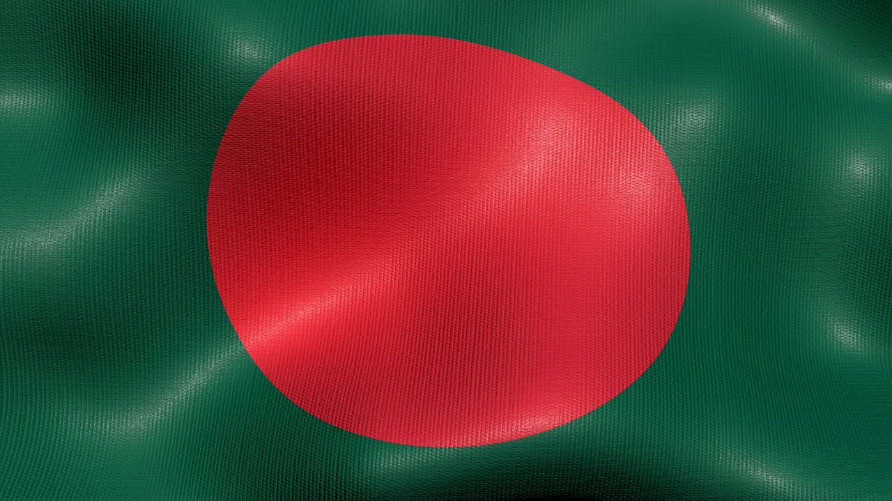 Waving national flag of Bangladesh