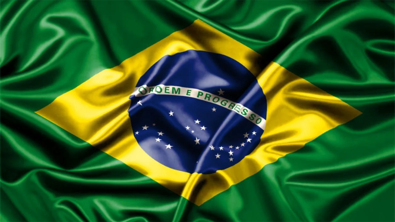 Waving national flag of Brazil