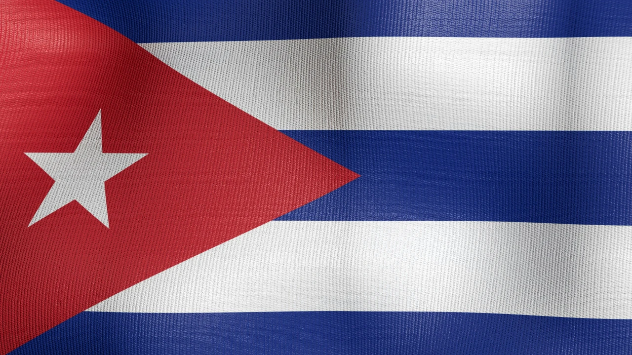 Waving national flag of Cuba