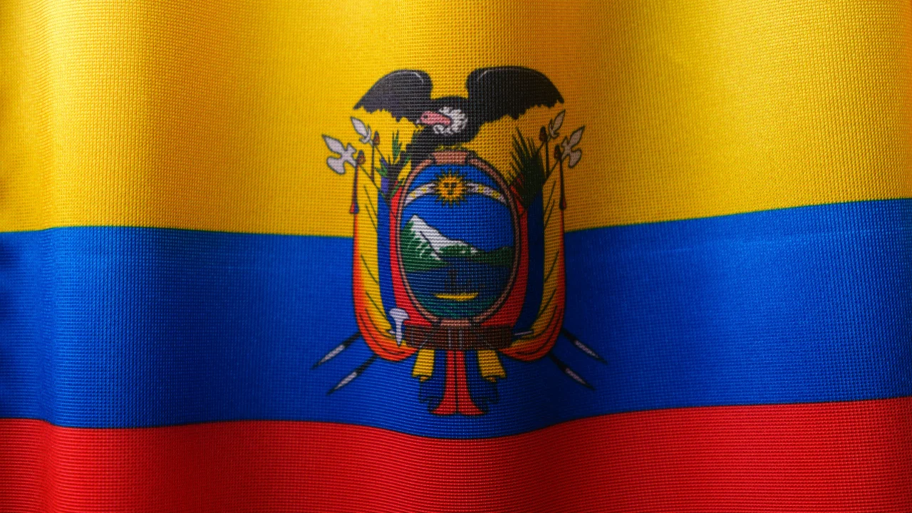Waving national flag of Ecuador