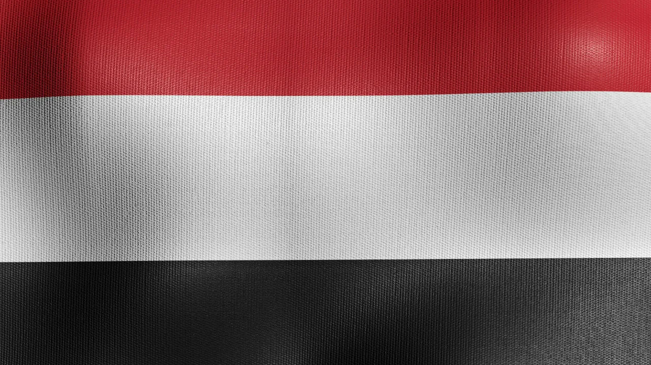 Waving national flag of Yemen