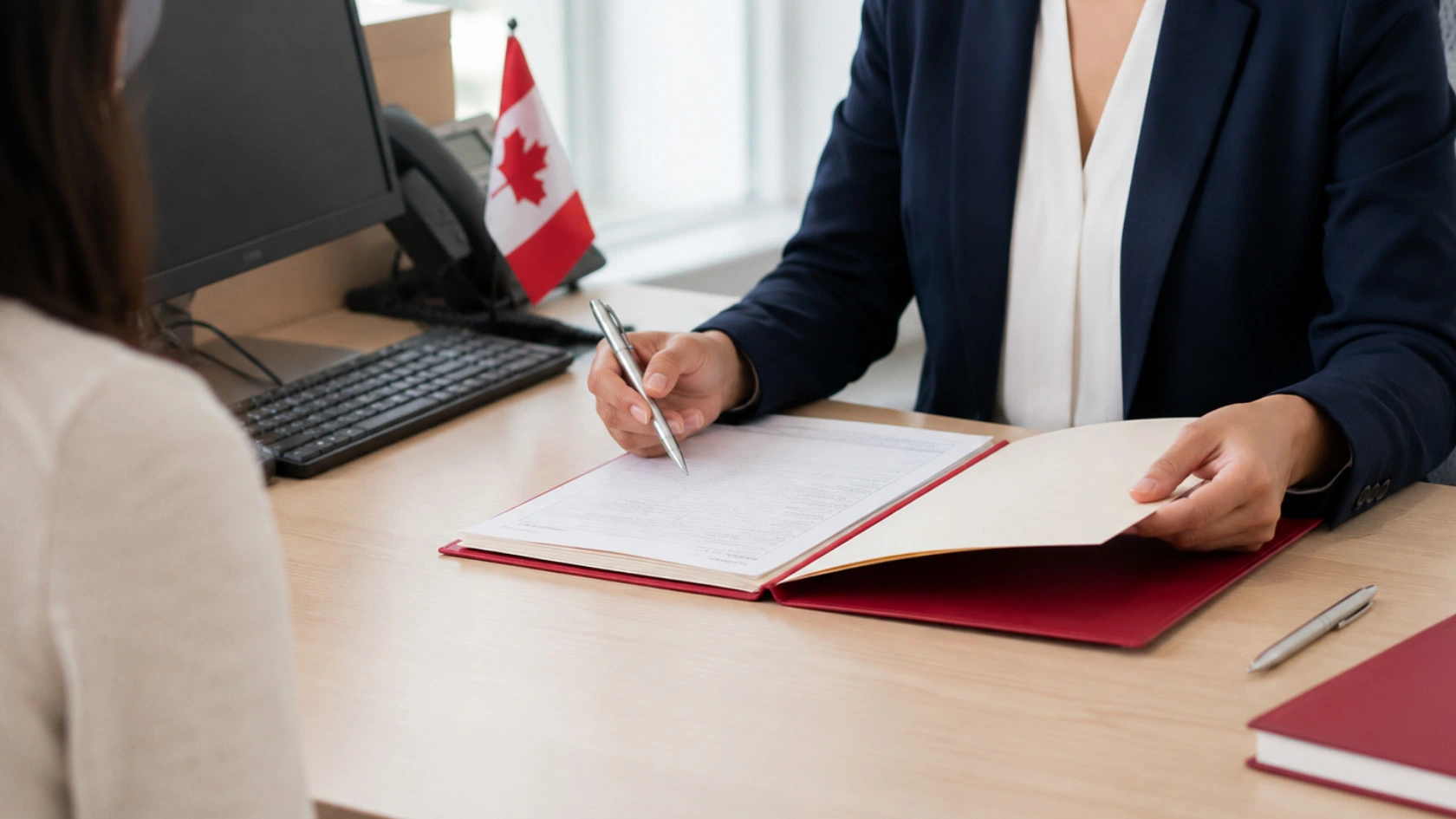 Applicant reviewing documents for a legal name change in Canada.