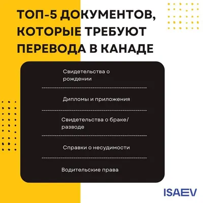 Вы уже в Канаде? Тогда эти 5 документов, скорее всего, придется перевести.