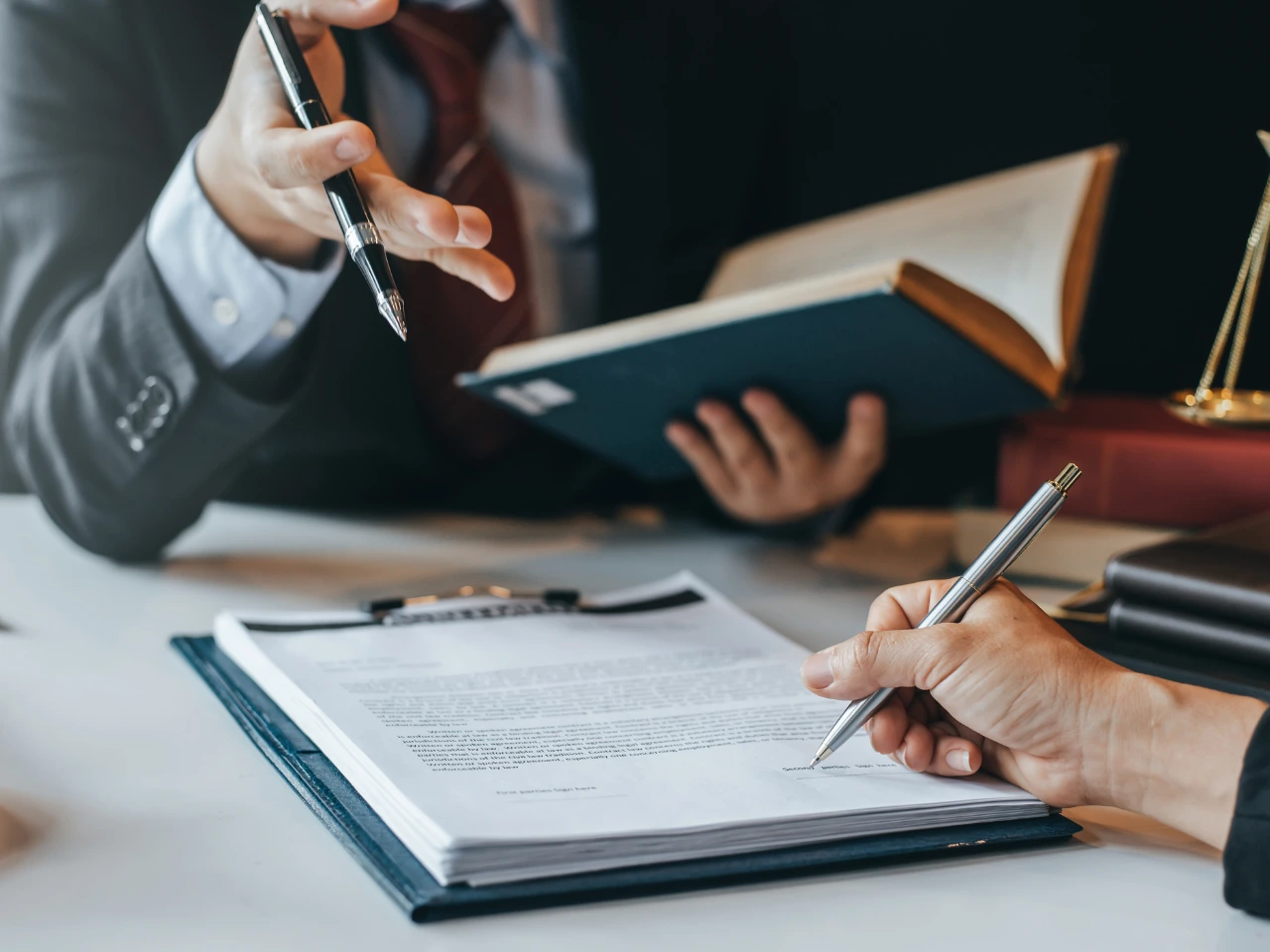 Reviewing legal documents before professional translation.